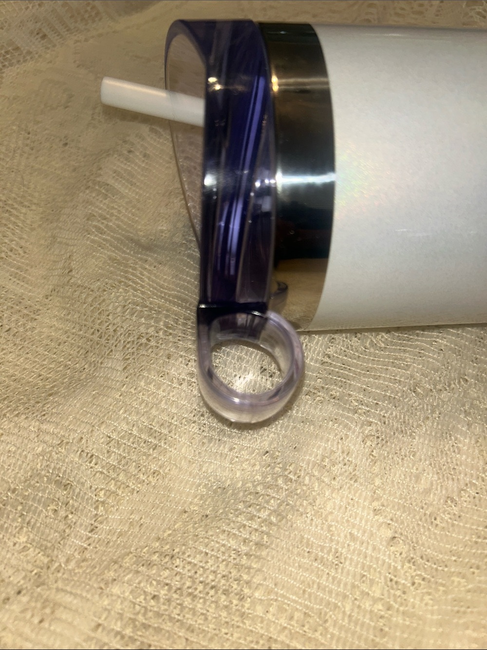 Dunkin Iridescent White Travel Tumbler with Lid and White Straw included - Picture 11 of 12